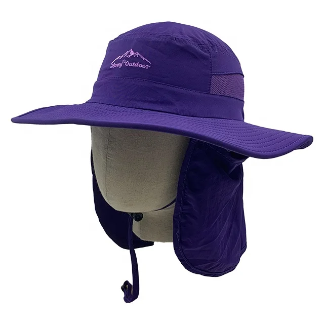 High quality polyester waterproof purple funny bucket hat portable wide brim fisherman hat uv protection mesh sun hat