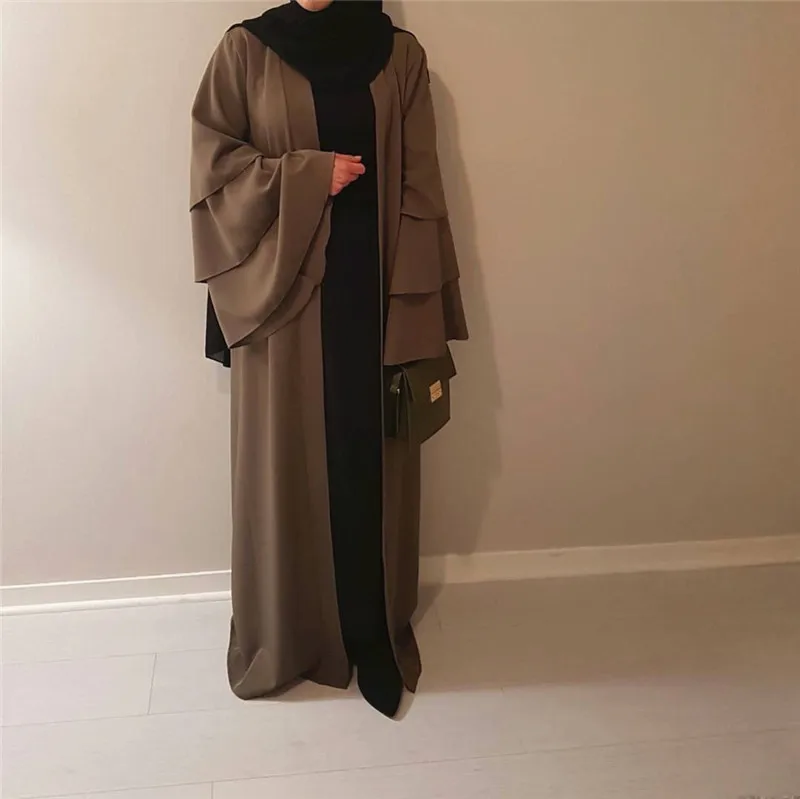 OEM/ODM Newest Hotsale Ethnic Clothing Muslim Latest Design Islamic Clothing Open Abaya with Wide Sleeve