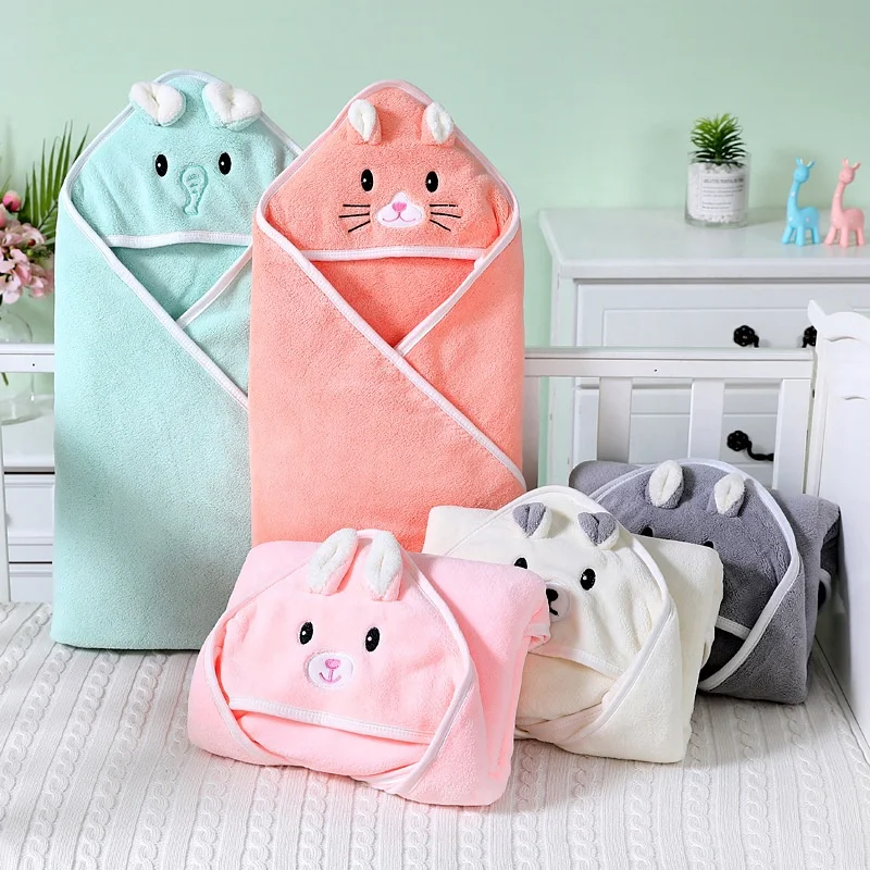 Best Quality Coral Fleece baby hooded towel Super Absorbent baby hooded bath towel