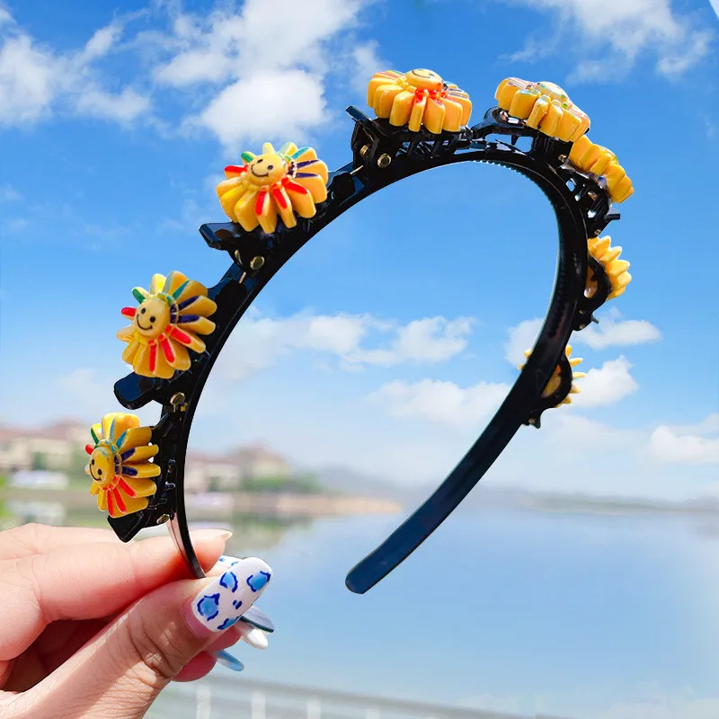 Mgirlshe 2021 Summer Popular Plastic Flowers Fruit Animal Cartoon Kids Hair Clips Headwrap Non-slip Headband for Gilrs Fashion