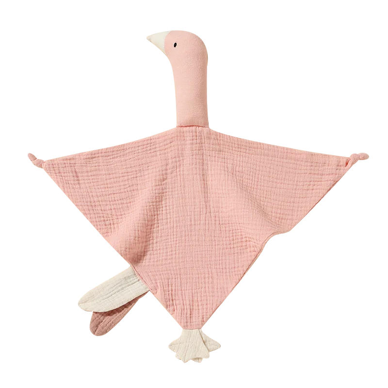 New Design 100% Cotton Crepe Lovely Goose Babi Appease Towel Baby Comforter Baby Security Blankets