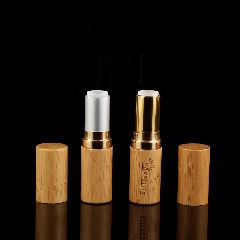 Natural Bamboo Lipstick Balm Tube Aluminum Tube 4.5g Empty Refillable Lipstick Container Lip Tubes Holder for Cosmetic Lip Gloss