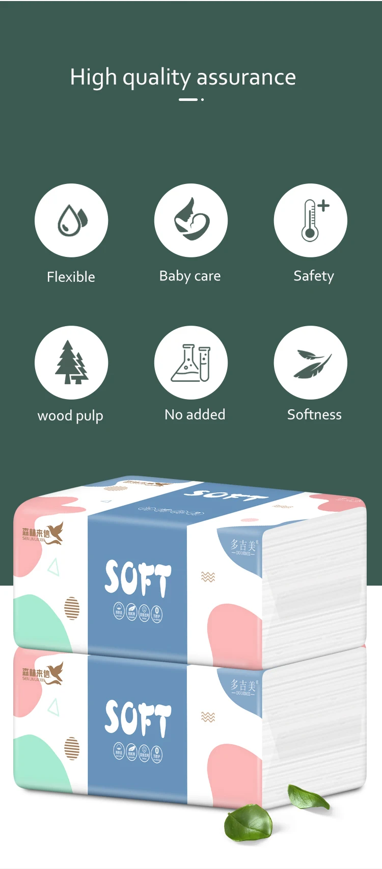 Pop up facial tissue paper oem customized tissue paper 4 ply recycled pulp for home