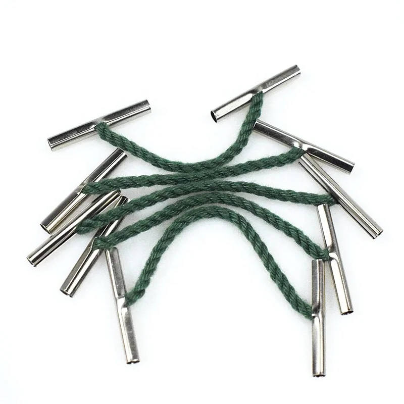 Factory green cotton file folder rope green cotton stationery binding tag rope draw cord   with metal barb end