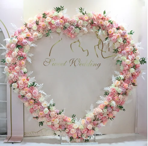 Iron Frame Decoration Artificial Flowers Arch Heart Shape Arch For Event Backdrop Decoration