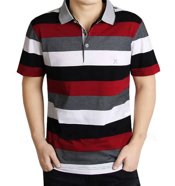 wholesale 100 cotton high quality polo collar custom short sleeves striped t shirt wholesale microfiber polo shirt