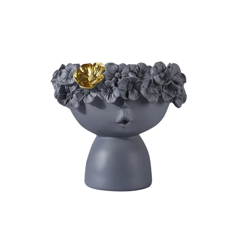 Wholesale home decor accessory creative design sculpture bowl centerpiece holder flower girl Tabletop flower vase