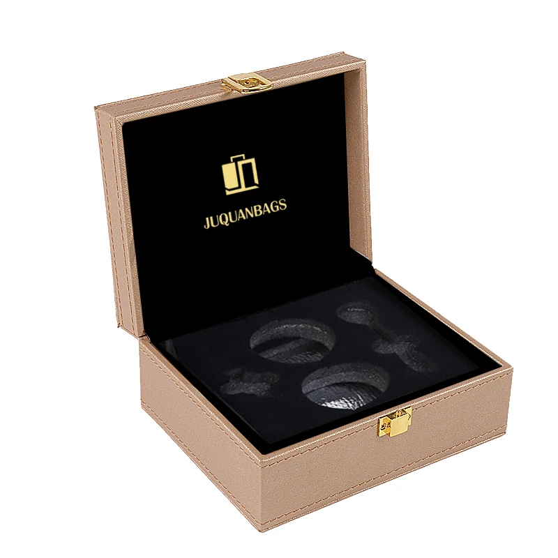 custom Golden leather luxury caviar boxes  caviar gift box can put ice pack