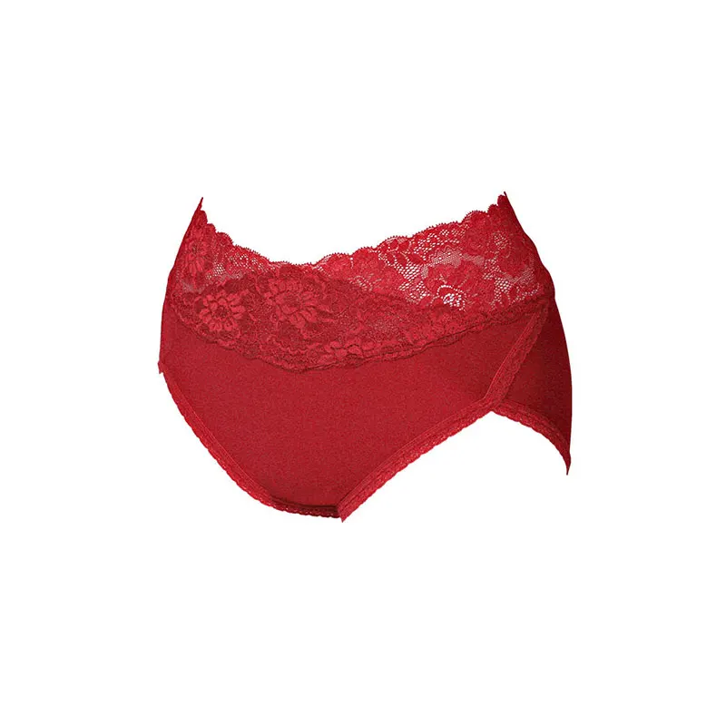 Quick Turnaround Fashion Brand Lightweight Cotton Knitted Red High-Rise Lace Underwear For Female