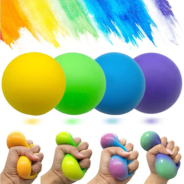 Color Changing Pu soft sensory flour filled stress autism reliever ball squeeze anti fidget squishy stress relief ball toy