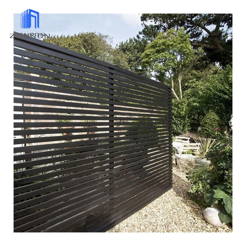 Zonron Aluminum Black Louver Slat Fence Garden Privacy Fencing Outdoor House Fence Easily Assembled