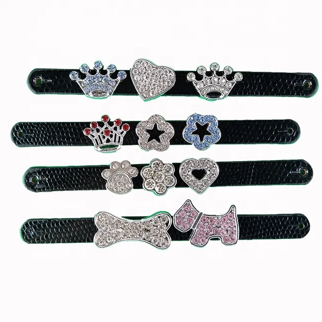 Customize OEM mix color Rhinestone Symbol Slide Charm 10mm Pet Charms