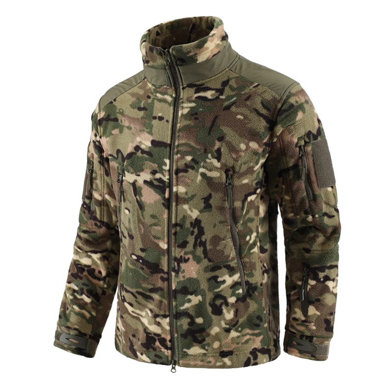 Мужская тактическая зимняя флисовая куртка с капюшоном