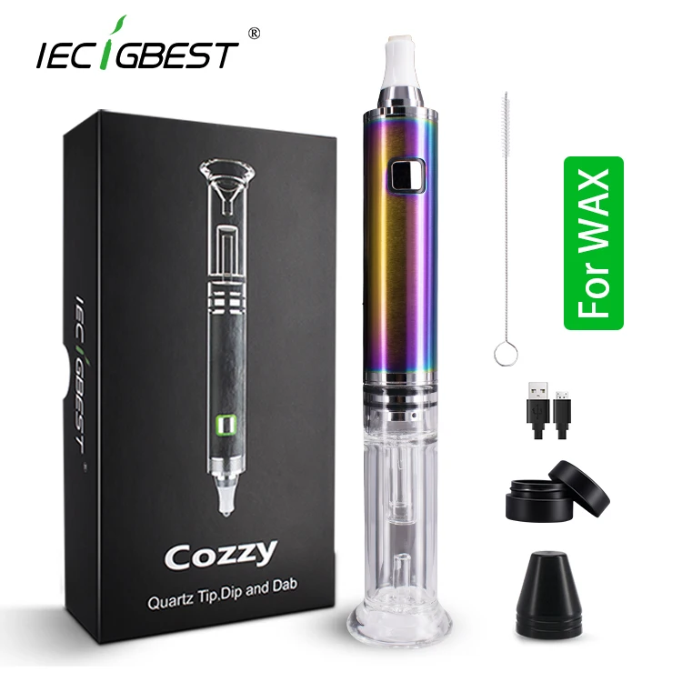 
Rainbow black color high quality portable dip&dab pen Cozzy dab rig with mini water glass bubbler and quartz tip for dab 