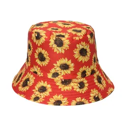 New hot selling spring and summer new double-sided flower sunshade sunscreen flower sunflower sun hat white bucket hat