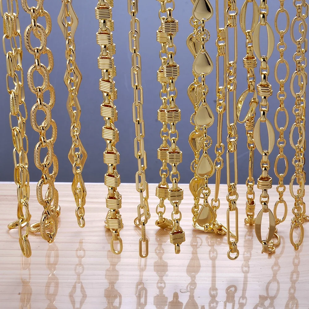 Wholesale Gauge Wire Chains 18K Gold Plated Link Chain Bulk For Women Diy Choker Necklace Bracelet Jewelry Making Accessories