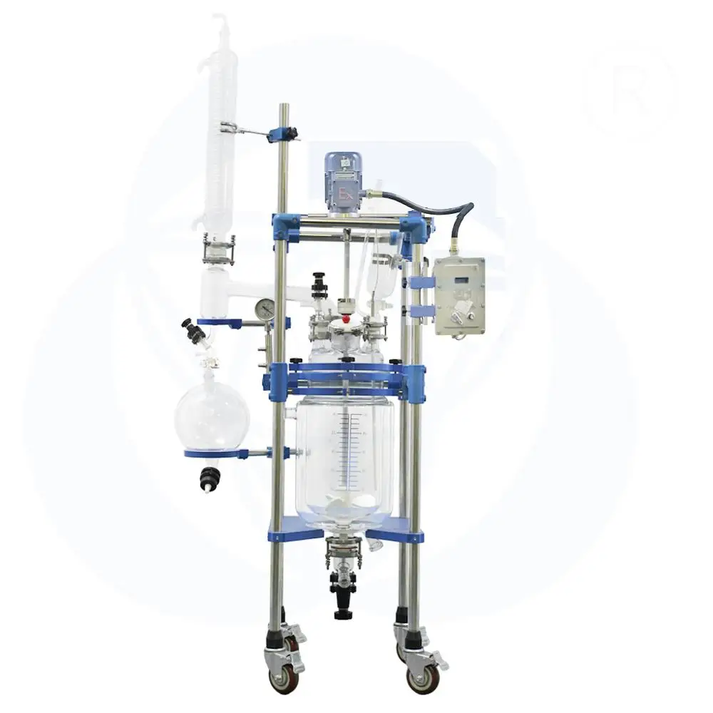 10l 20l 50l 100l 150l 200l Laboratory Chemical Reactor Jacketed Double Layer Glass Stirred Tank Reactor