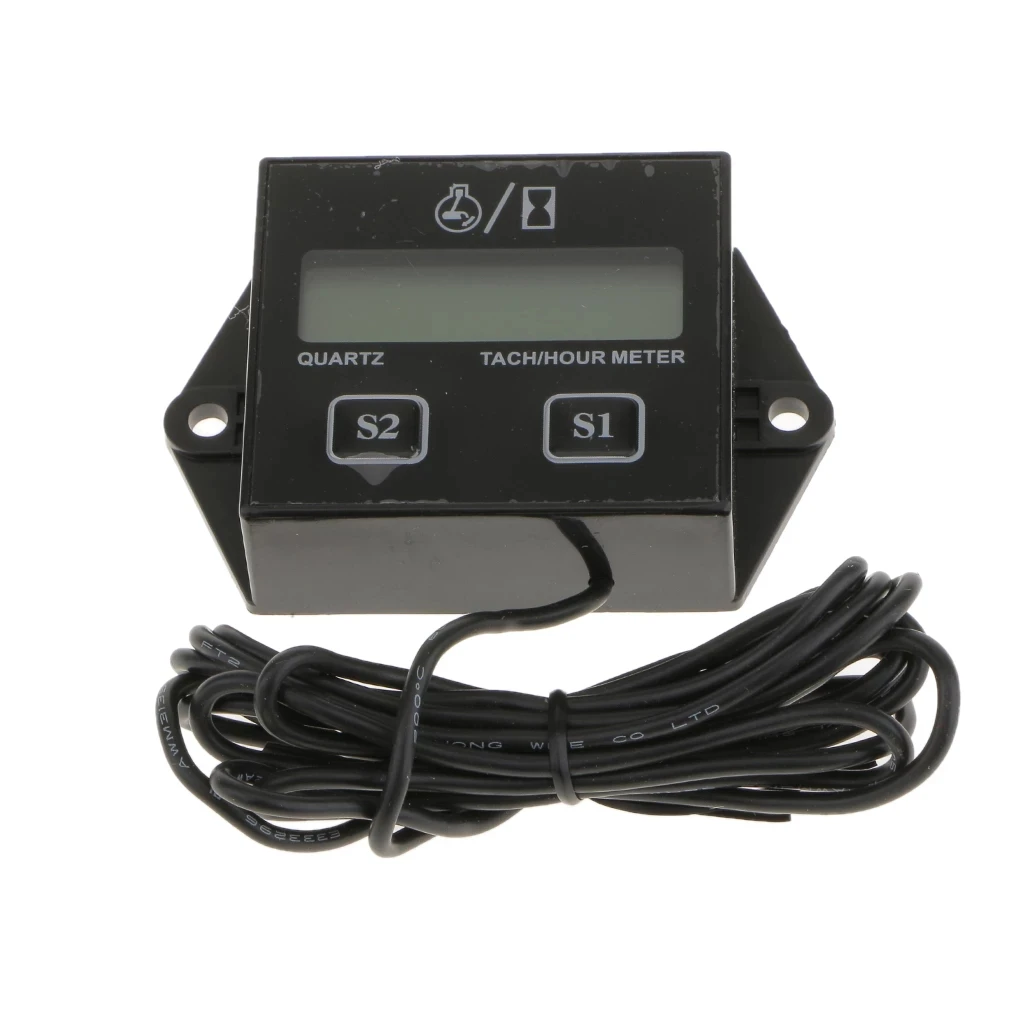 Waterproof LCD Digital Hour Meter Tachometer Small Engine Spark Motorcycle