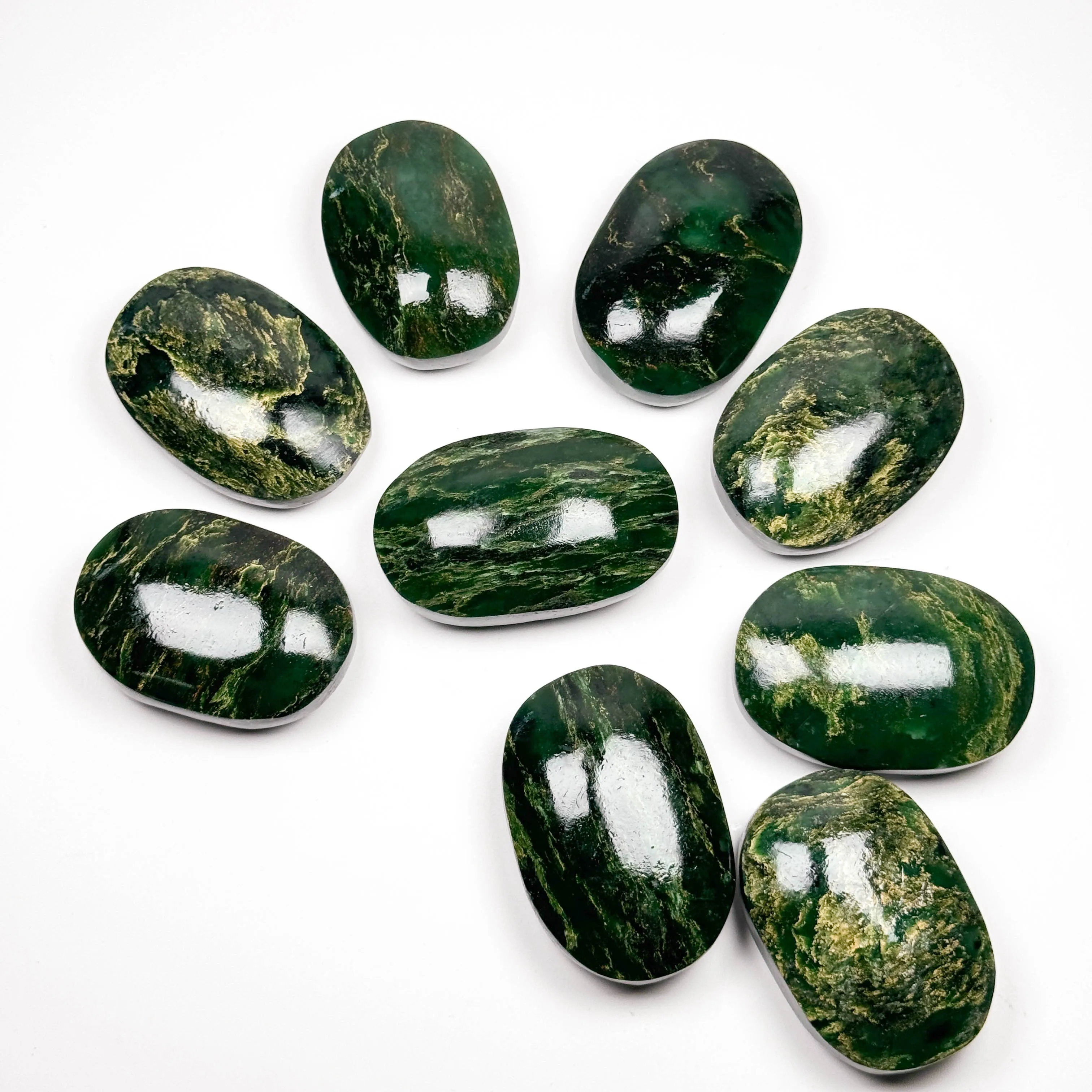 Feng Shui African Jade Gemstone Oval Polished Crystal Reiki Palm Stone Natural Jade Crystal Palm Stones