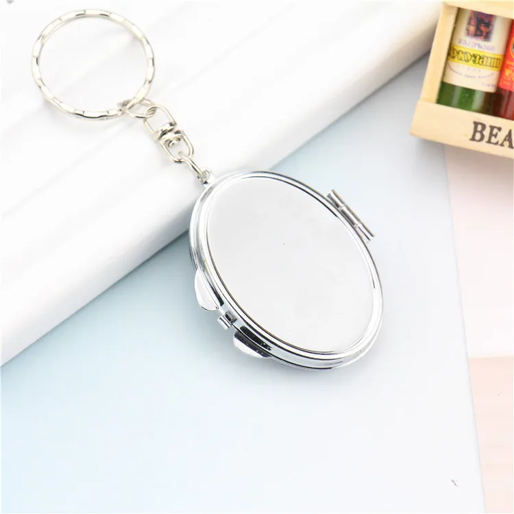 ZONZHU Mini mirror  Portable With Chain 3 Form Triangle Rond Heart Metal Material Pocket Mirror