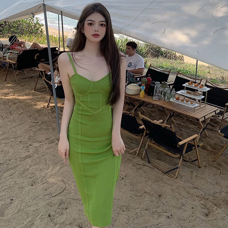 Sexy pure desire knitted camisole summer dress female new large size fat women tight skinny skirt