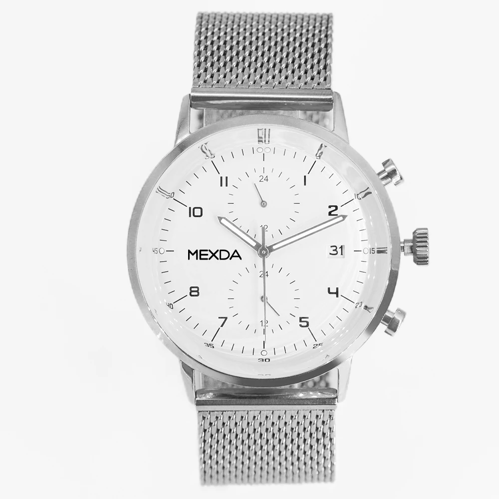 Mexda Double Time Watch Dual Time High Quality Dome Gold Watch Minimalist Slim Watch Orologio Relojes