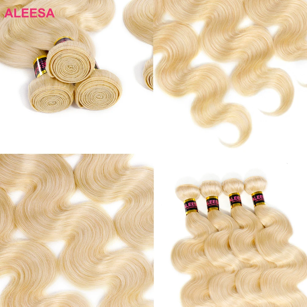 Aleesa Russian Cuticle Aligned Virgin Hair Extensions, Mink Hair Bundles Vendor 9a-10a, 10a Blonde 613 Virgin Hair Bundles