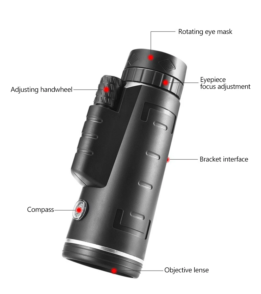 Hot selling night vision Monocular Monocular Telescope 50x60 high power hd with Phone holder Tripod Compass