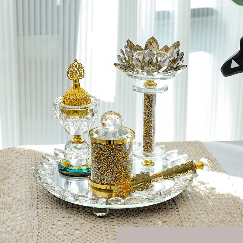Arabic Incense Burner Muslim Stove Desk Decoration Islamic Crystal Censer Burner Religious Decor