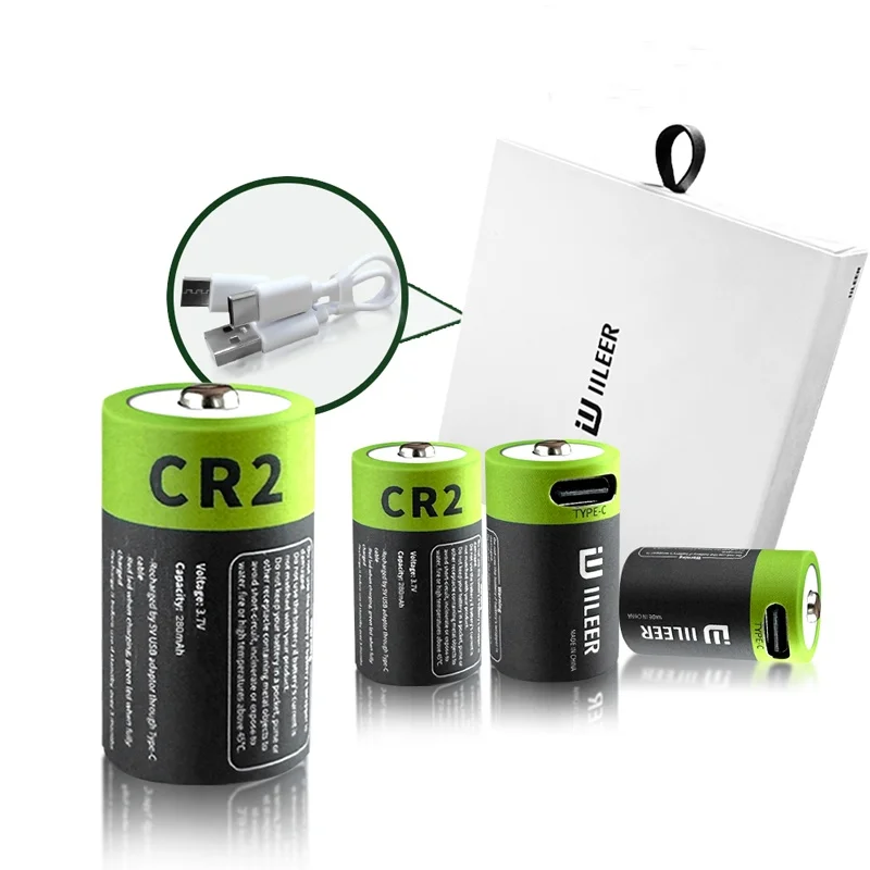 IILEER Hot Product Rechargeable 3.7V 1036mWh CR2 280mAh Large Capacity Usb Lithium Battery Cr2 for Smart Home Devices