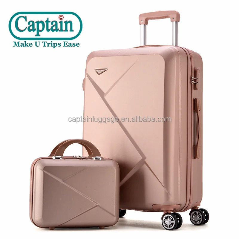 Wholesales Price ABS Hard Side Plastic Suitcases Cabin Trolley Luggage Valise De Voyage With Makeup Bags