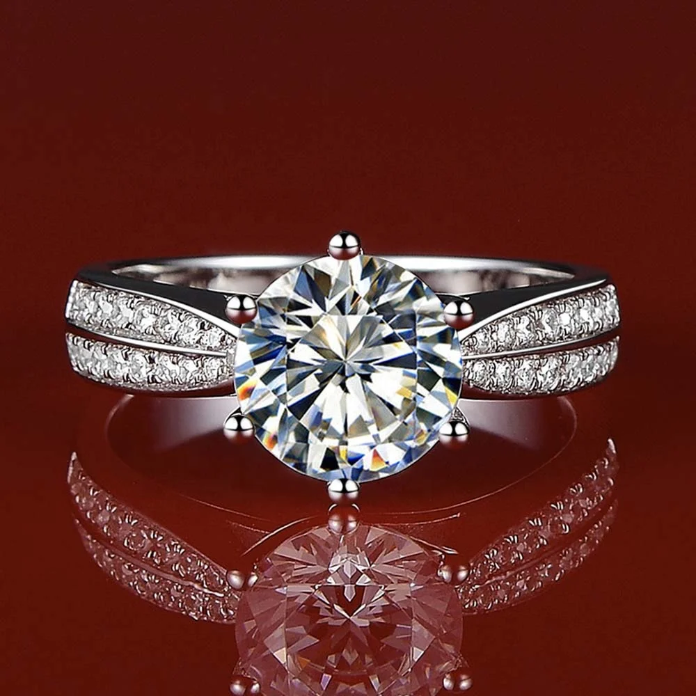 Wholesale Rhodium 925 Sterling Wedding Jewelry Large Stone Silver Solitaire Ring