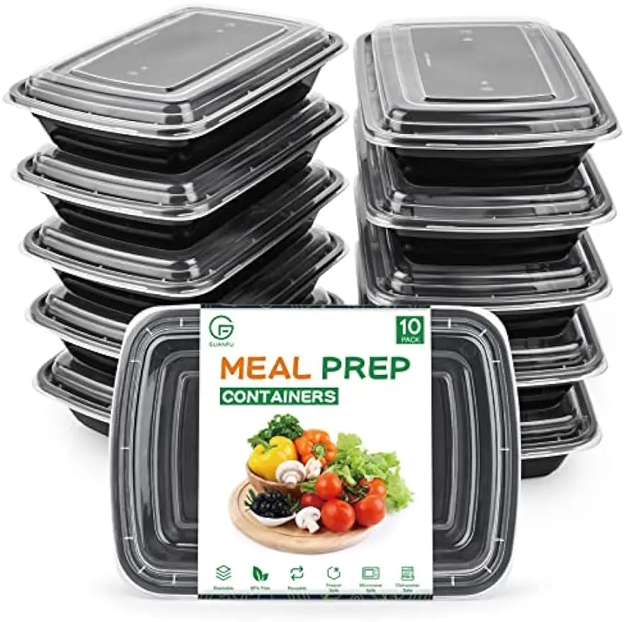 Rectangular Meal Prep Containers with Airtight Lids 1 Compartment BPA free Reusable food storage airtight bento box