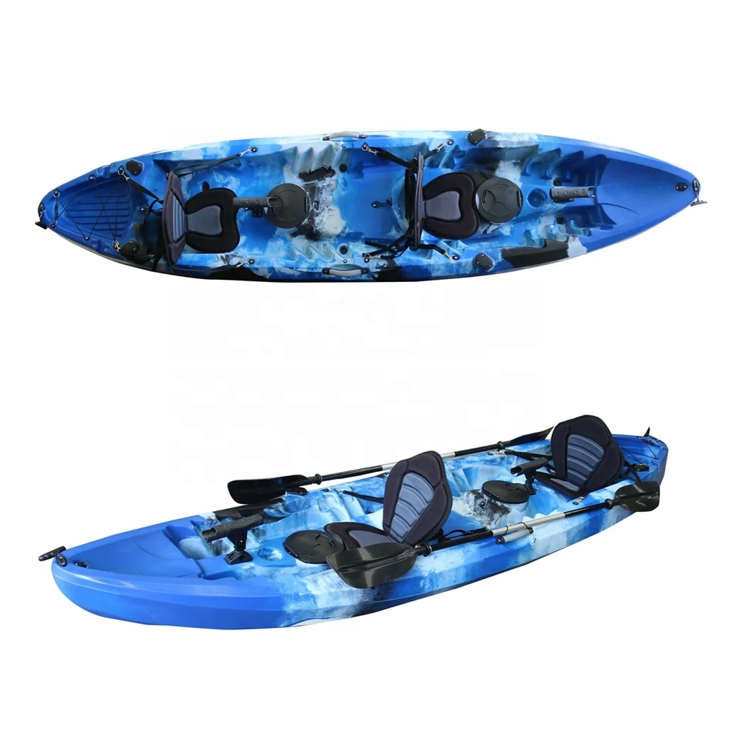 Vicking factory direct high quality nice price3.7m 2 person paddle fishing kayak hard plastic material sturdy and durable