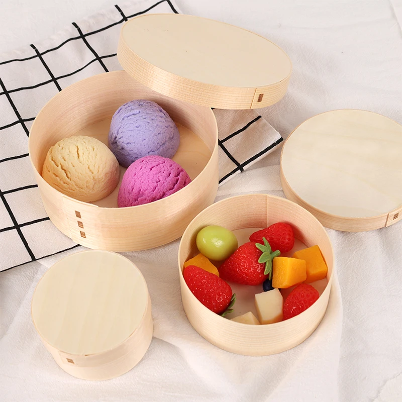 Одноразовая деревянная круглая коробка, биоразлагаемый пищевой контейнер, подарочные деревянные коробки для торта
