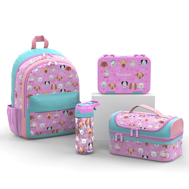 Пользовательские логотип мультфильм детские школьные сумки и Ланч-бокс сумка