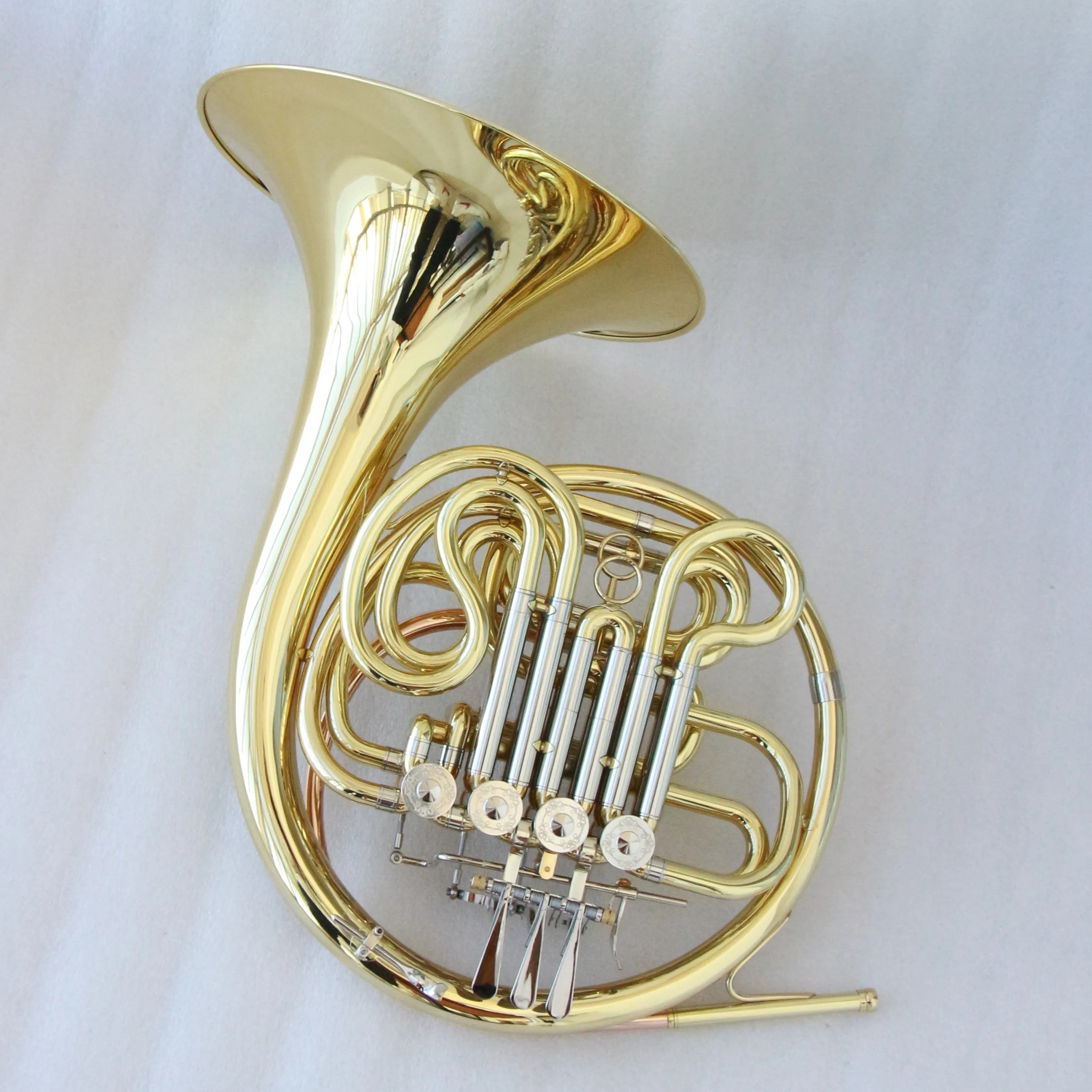 Chinese professional french horn high quality double french horn Bb/F gold lacquered french horn