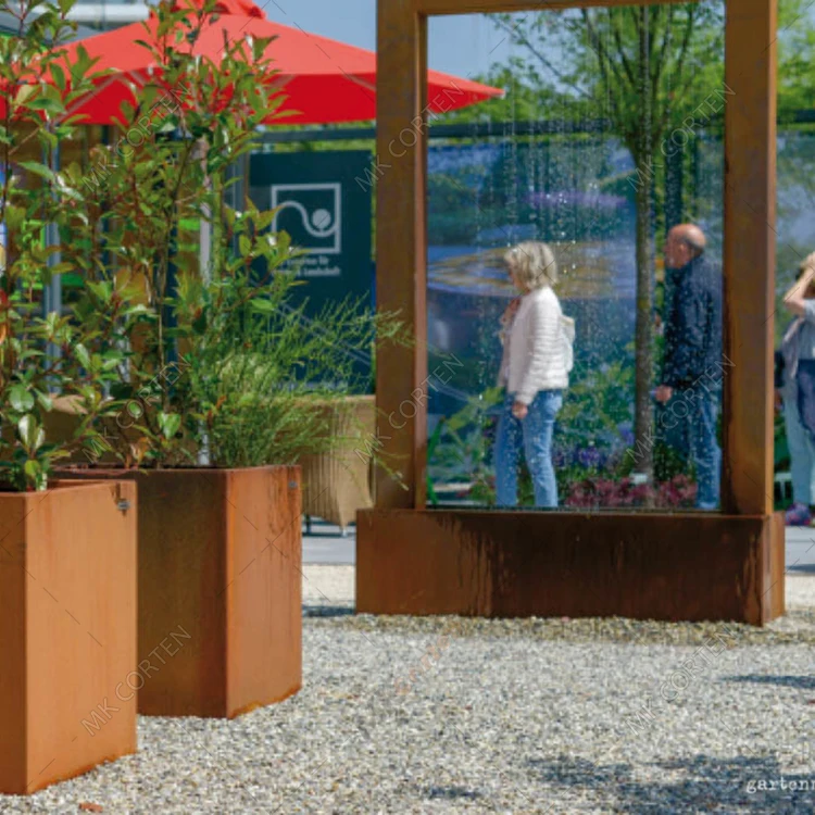 Large Corten Steel Rain Curtain panel corten Water Feature Garden Fountain