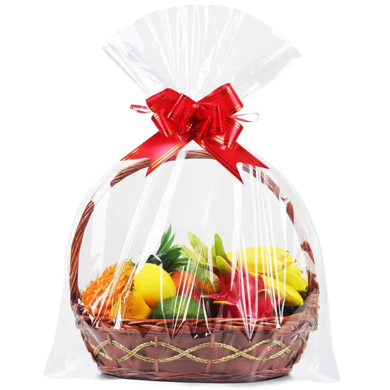 Plastic Cellophane Bags Clear Cello Bag For Flower Basket Gift Bags