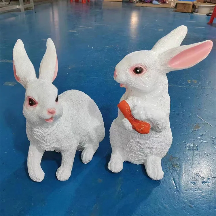 3pcs/set factory outlet 3D rabbit sculpture shape resin fiberglass warm white outdoor garden lawn lamp for landscape lighting