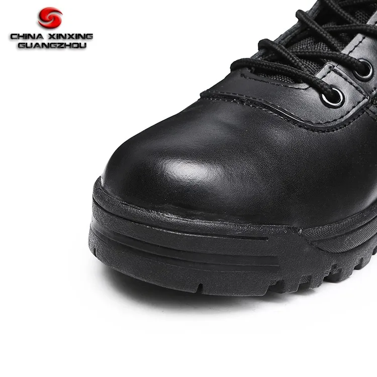 CXXGZ direct sell black smooth lightweight Rubber outsole full grain Cow Leather tactical boots for men