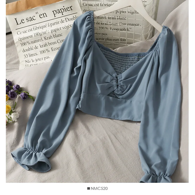 New stylish Korea fashion design women chiffon blouse top OC390