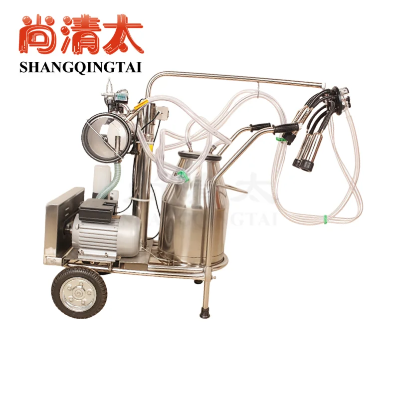 Automatic Pulsation Vacuum Cow Milker 250L Stainless Steel Bucket Portable with Silicone Cup Tube New Condition