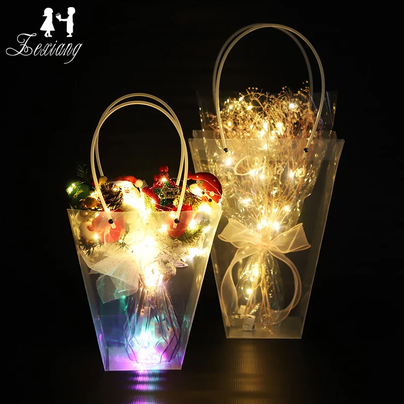 Birthday Anniversary Trapezoidal Reveal Recycled Clear Bouquet Korea Transparent Opp Plastic Bags for Flowers