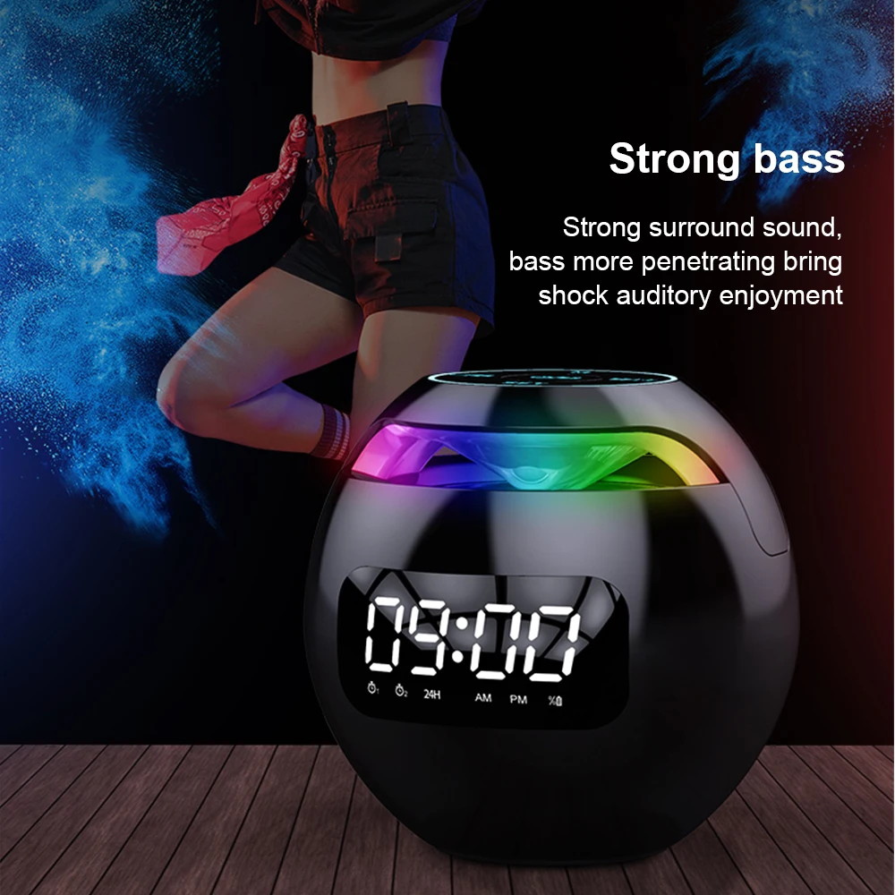 Colorful LED MP3 Speaker Multifunction LED Digital Display Alarm Clock Music Player Portable Smart Radio FM Buffer Speaker Bass