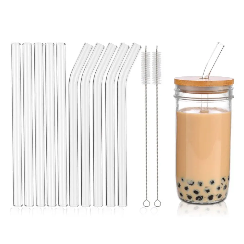 14mm glass straws boba glass drinking straw for bubble tea milk shakess smoothie