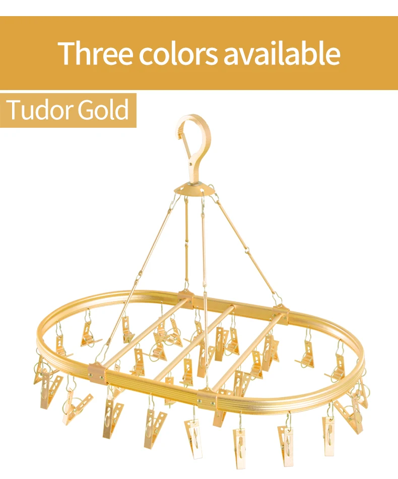 High Quality Aluminum Alloy Socks Drying Racks With Clips Multifunction Clothes Hangers Windproof Socks Hooks