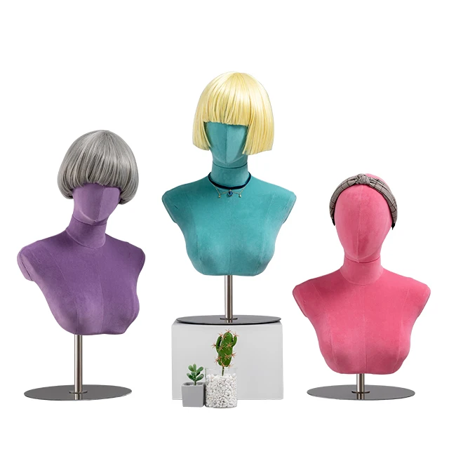 Colorful head mannequin hat wig display rack clothing store window display prop Jewelry necklace model stainless steel rack