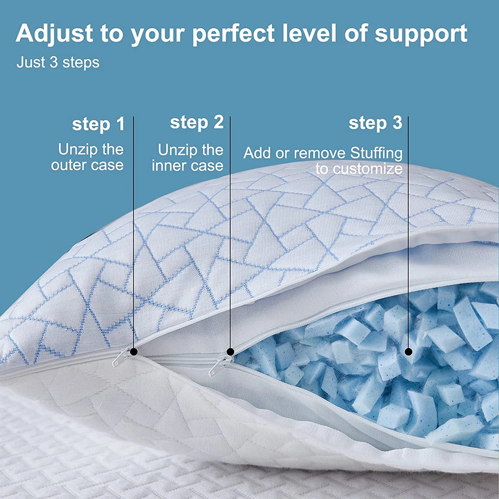 COOLING Coop home goods Pillow Against Neck and Back Pain shredded polyurethane foam pillow bed for sleeping cooling gel pillow