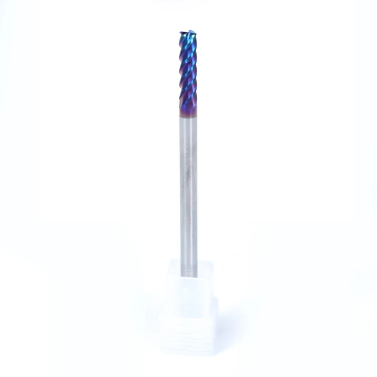 5mm 6mm HRC 65 Degree 4-edge Tungsten Steel Round Nose Cutter Blue Nano-coated Milling Cutter For Stainless Steel